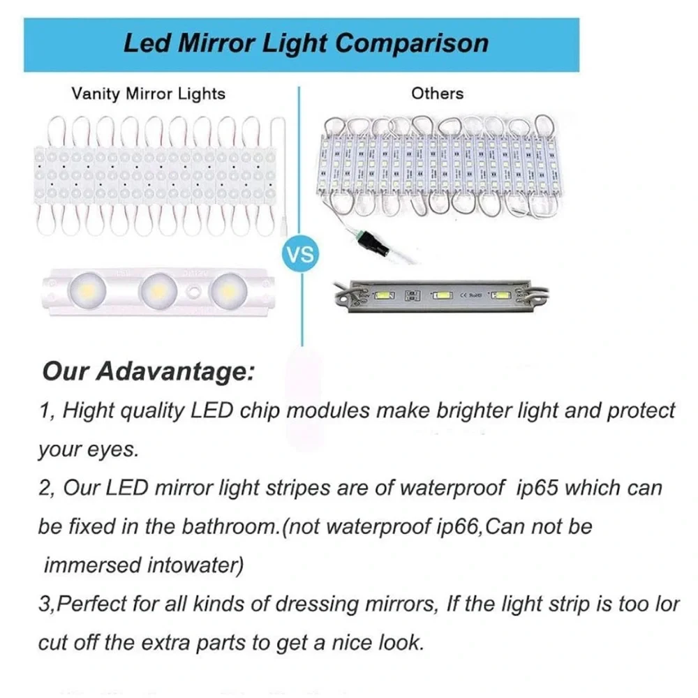 Vanity Make Up LED Lights - Dimmable Touch Control Strip - 💡NWT